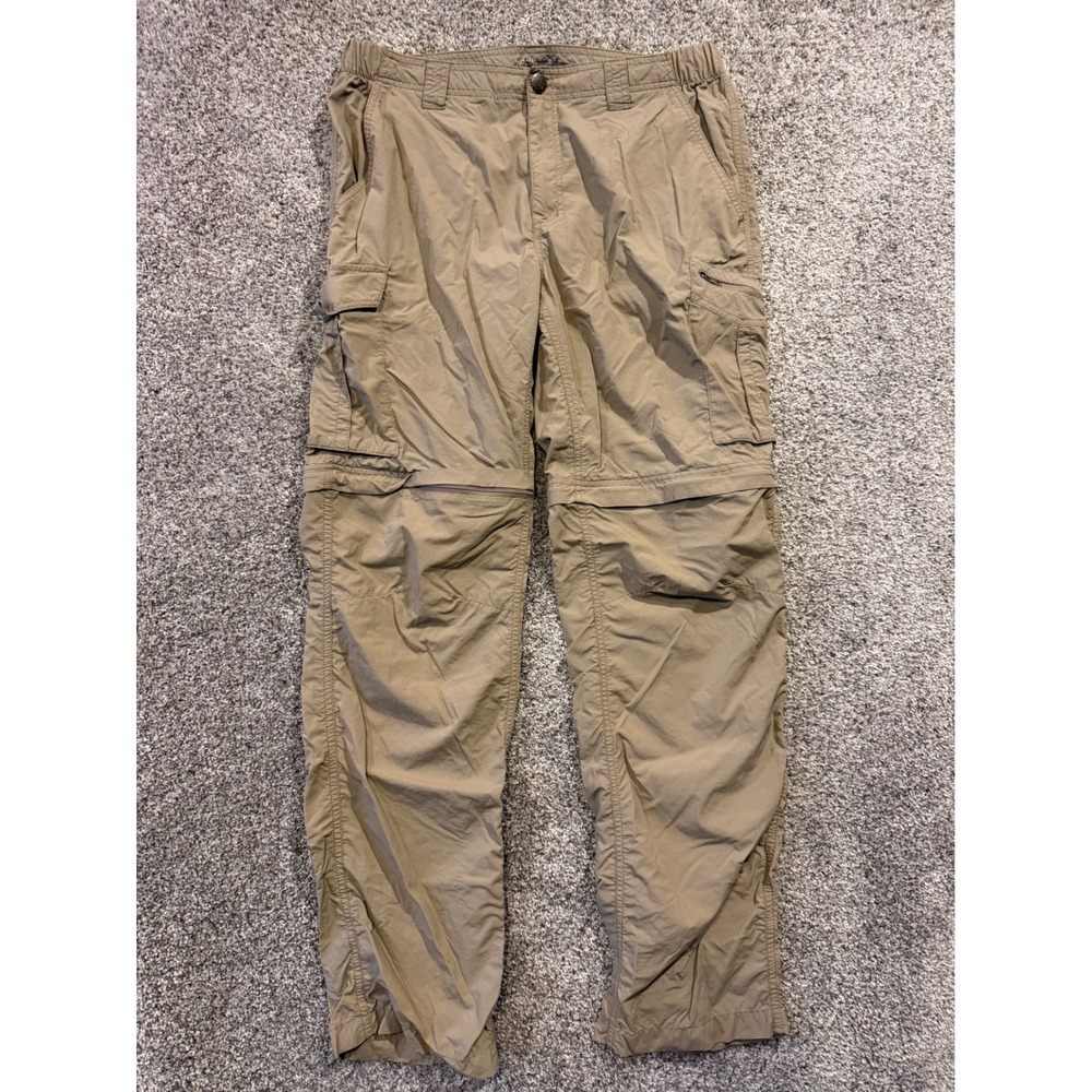 Columbia Convertible Pants Mens 34x34 Tan Silver Ridge Cargo Omni-Shade Hiking
